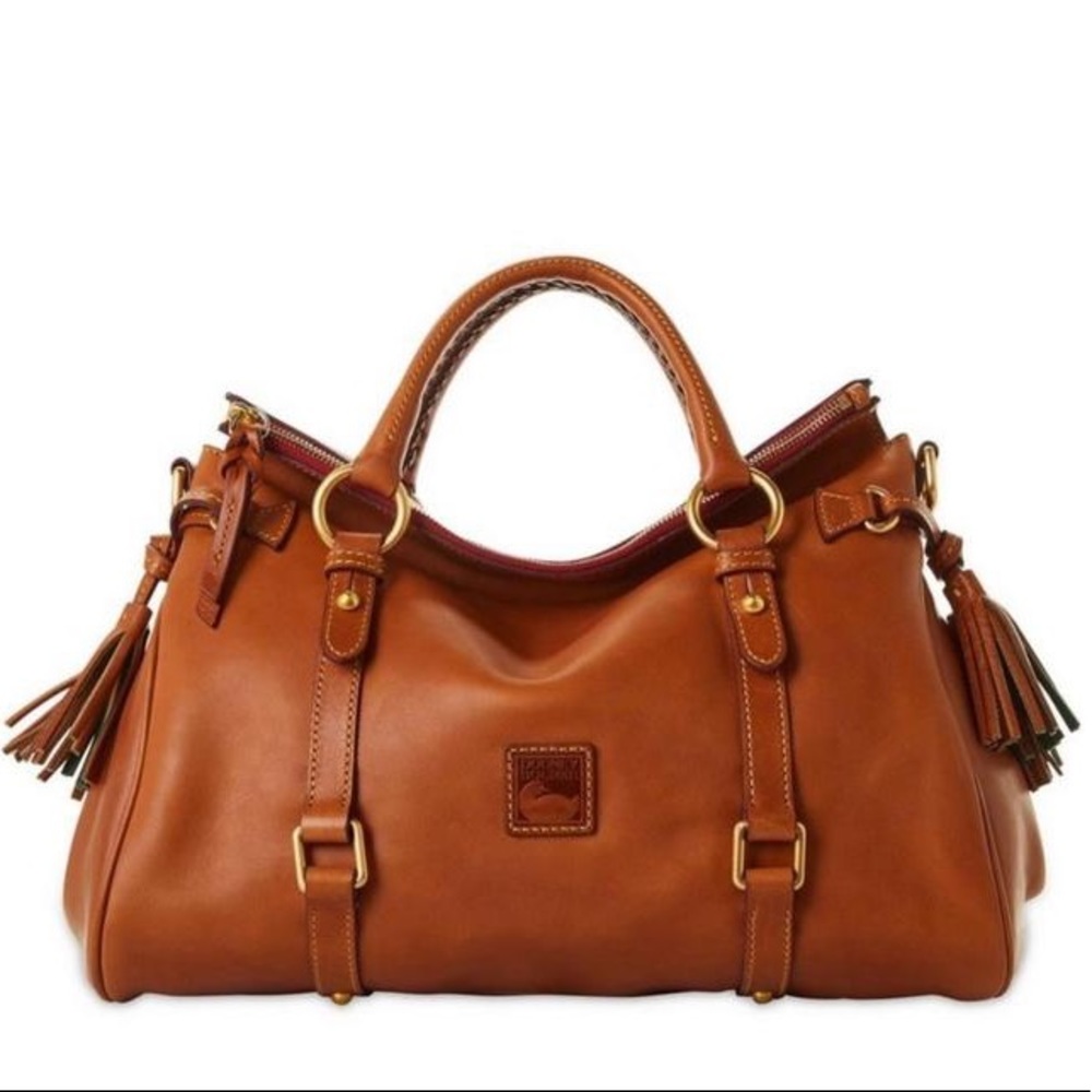 Dooney & Bourke Large Florentine Satchel In Natural Brown Leather